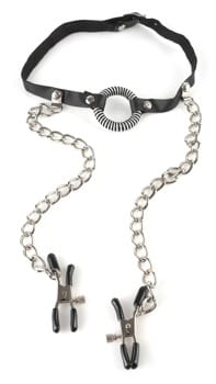 O-Ring Gag with Nipple Clamps - Afbeelding 3