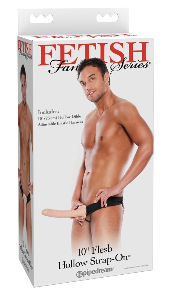 10″ Flesh Hollow Strap-on