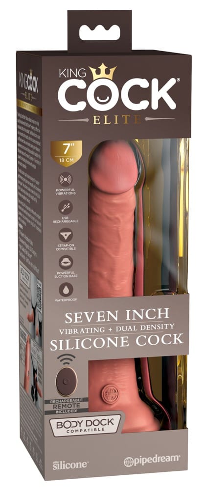 7″ Vibrating + Dual Density Silicone Cock with Remote