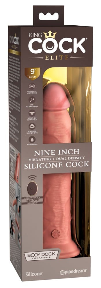 9″ Vibrating + Dual Density Silicone Cock with Remote