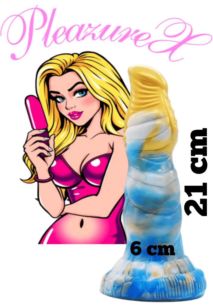 Draken Dildo HaeChi (geel/wit/blauw)