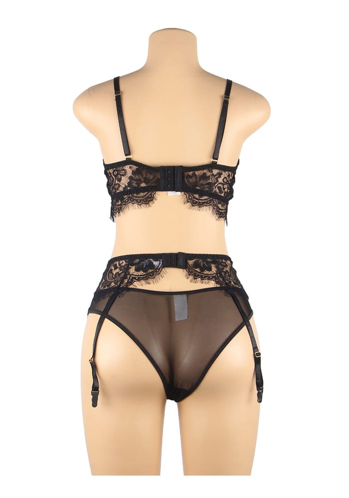 PleazureX kanten lingerie set met kousenband - Afbeelding 5