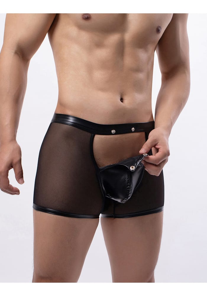 PleazureX Leren boxer met losmakende kruis