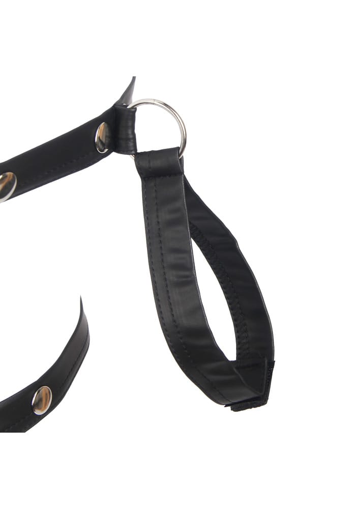 PleazureX heren leren bodyharnas met open achterkant - Afbeelding 5