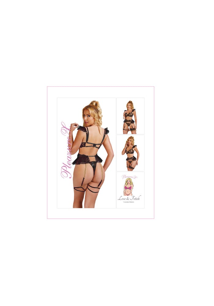 PleazureX sexy kanten lingerie set zwart - Afbeelding 6