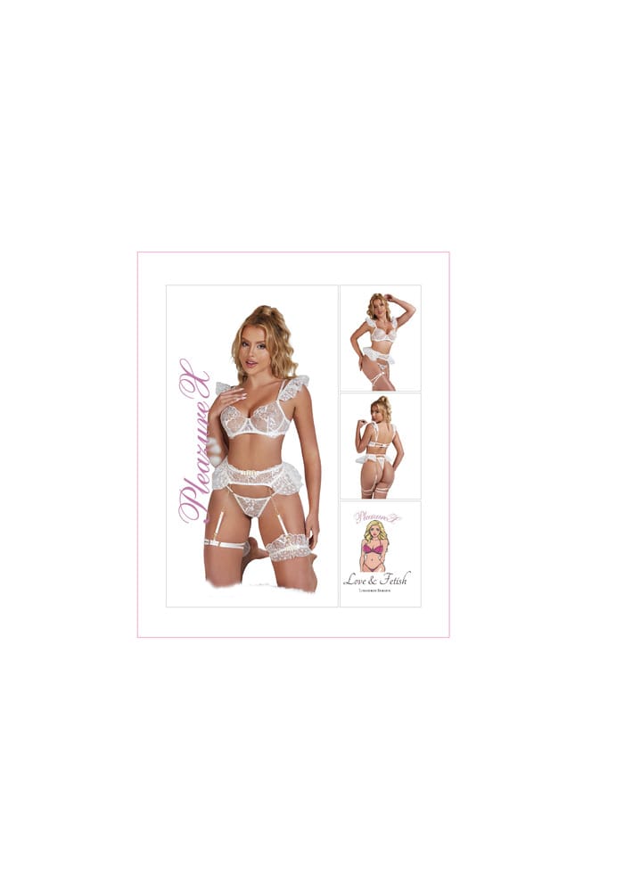 PleazureX sexy kanten lingerie set wit - Afbeelding 5