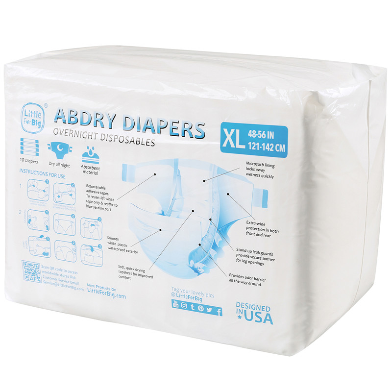 ABDry White Adult Diapers 10 Pack Maat : L - Afbeelding 5