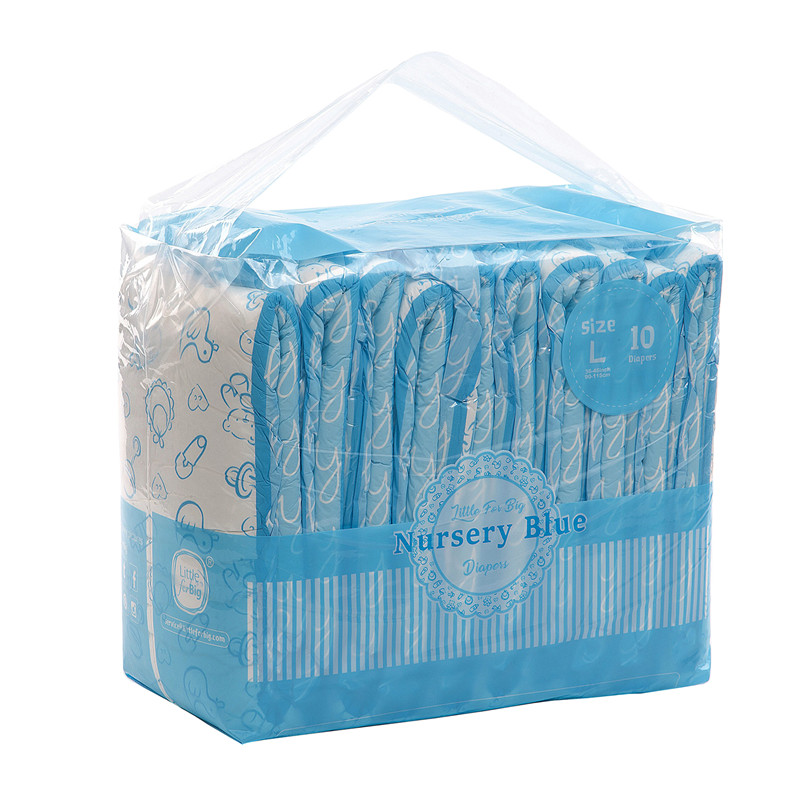 Nursery Blue Printed Adult Brief Diapers L