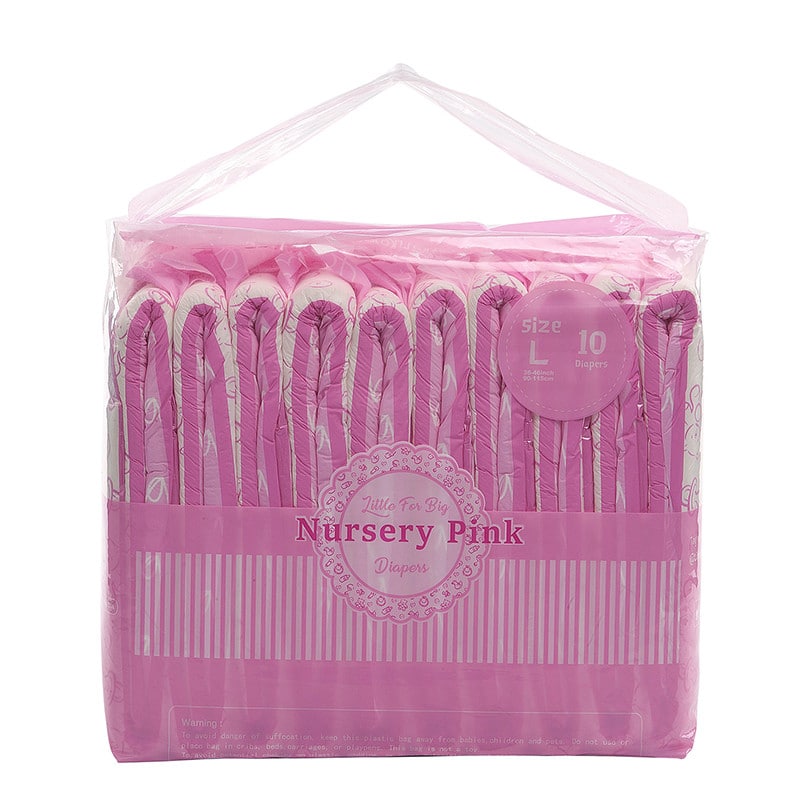 Nursery Pink Printed Adult Brief Diapers L