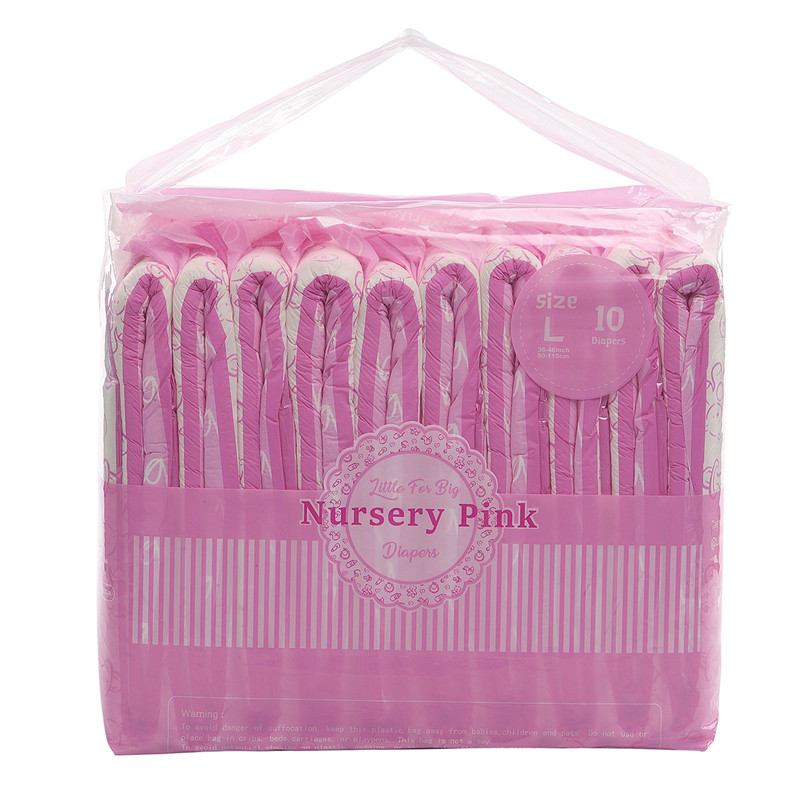 Nursery Pink Printed Adult Brief Diapers M